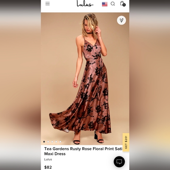 Lulu's Tea Gardens Rusty Rose Floral Print Satin Maxi Dress - Picture 3 of 5